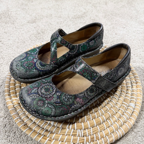 Alegria Dayna 327 Mary Jane Shoes Leather Comfort in Multi Spiro Blues 39/US 9 - Picture 2 of 15